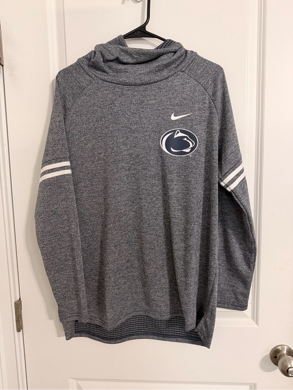 Nike Heather Gray Athletic Hoodie with White Accents